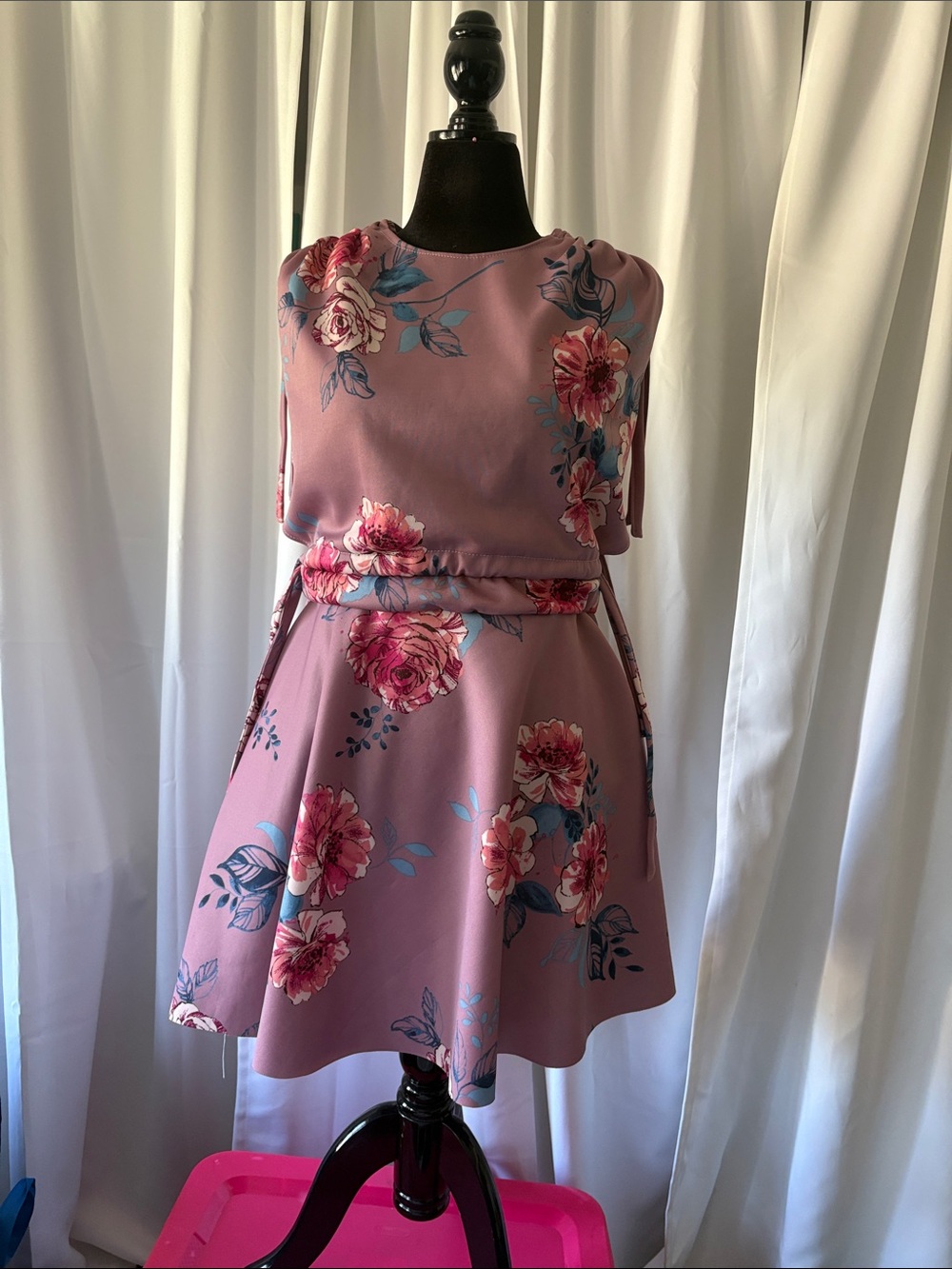 Pink Floral A-Line Dress